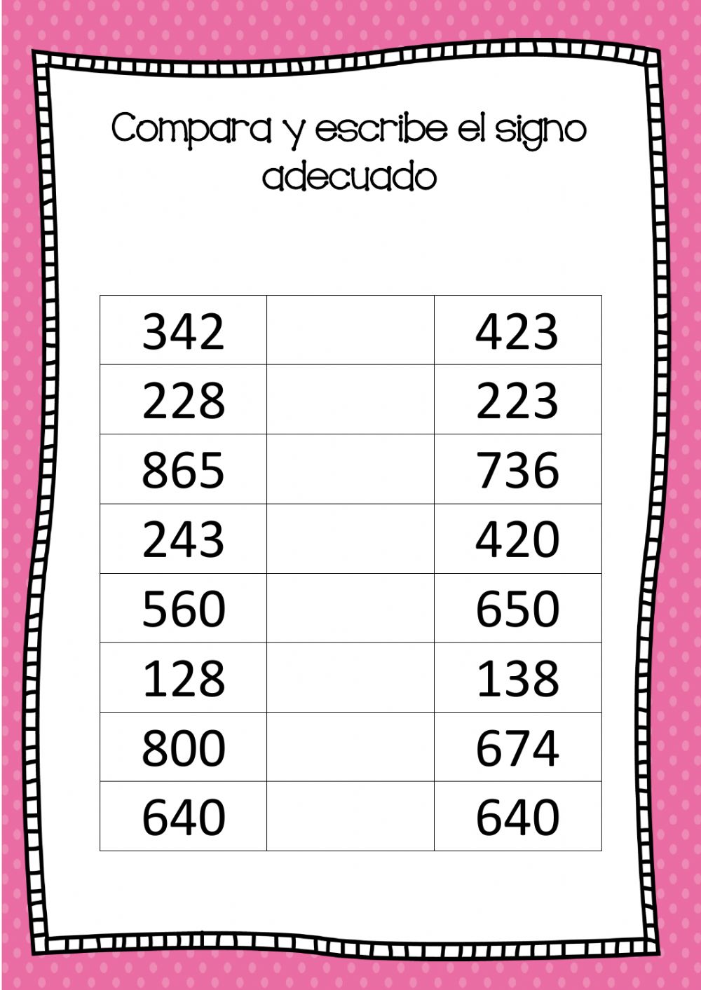 comparación entre cantidades 3 cifras