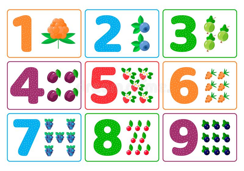 cuenta para los niños bayas números del color el estudio de las matemáticas la guardería edad preescolar 136191037