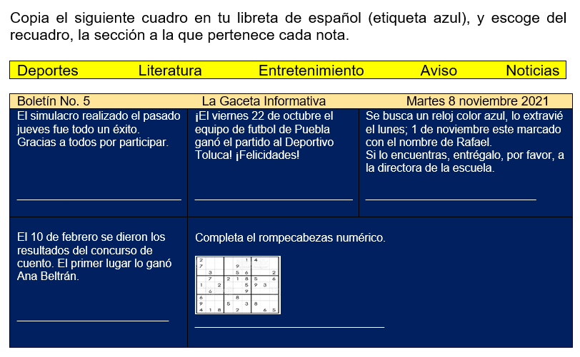 Nota periodistica 5 Primaria