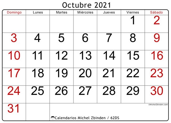 calendario octubre 2021 62ds