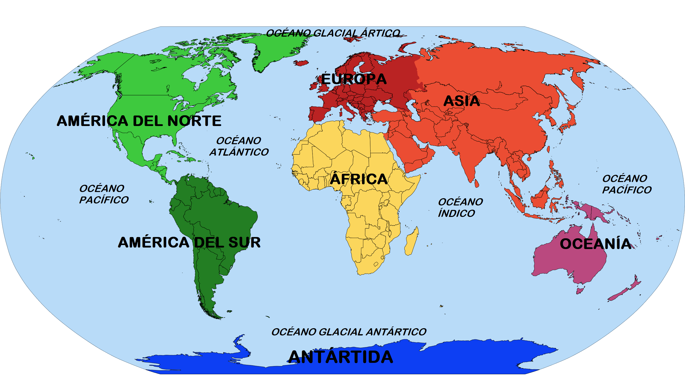 mapa CONTINENTES con nombres