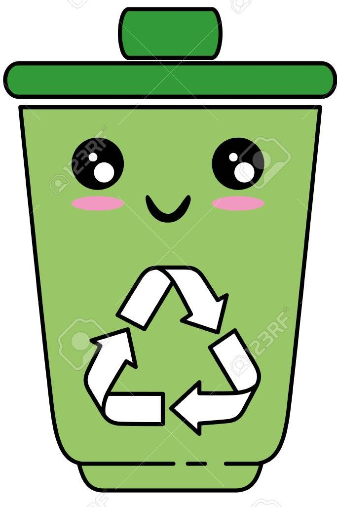 82562357 icono de cubo de basura kawaii sobre ilustración de vector de fondo blanco