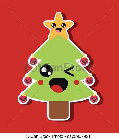 kawaii gráfico vector árbol pino clip art vectorial csp39079211